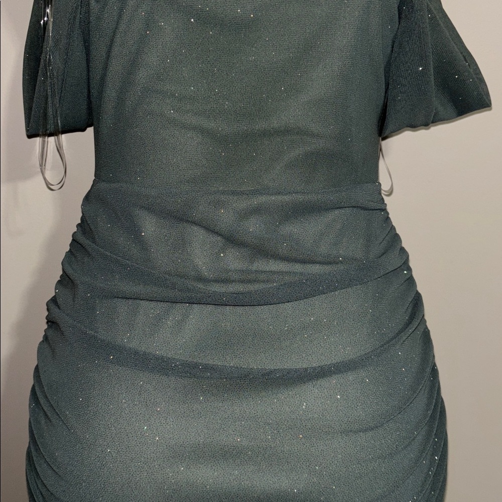 Windsor-Glam Affair Cold-Shoulder Glitter Mesh Mini Dress - Picture 5 of 6